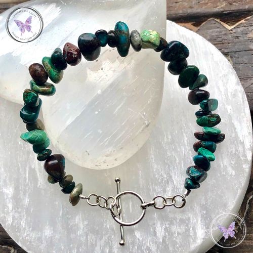 Chrysocolla Chip Bracelet With Silver Toggle Clasp